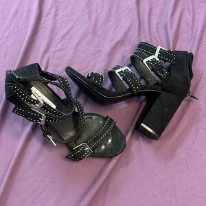 Steve Madden studded strapped buckle heel